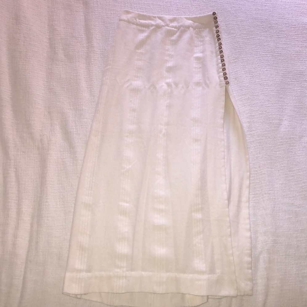 Free people white high slit skirt